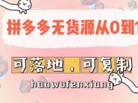 拼多多无货源从0到1,可落地,可复制