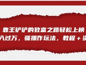 靠王铲铲的致富之路轻松上榜,月入过万,骚操作玩法(教程+资料)【揭秘】