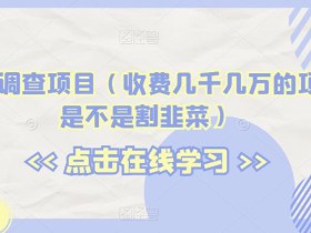 海外问卷调查项目(收费几千几万的项目到底是不是割韭菜)【揭秘】