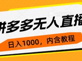 拼多多无人直播不封号玩法,0投入,3天必起,日入1000+