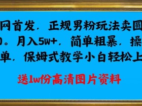 全网首发正规男粉玩法卖圆味3.0,月入5W+,简单粗暴,操作简单,保姆式教学,小白轻松上手