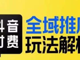 抖音付费全域推广玩法解析,抓住平台红利,小付费撬动大流量