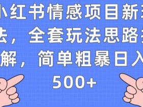小红书情感项目新玩法,全套玩法思路拆解,简单粗暴日入500+【揭秘】