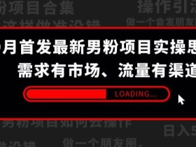 9月首发最新男粉项目实操思路-需求有市场,流量有渠道【揭秘】