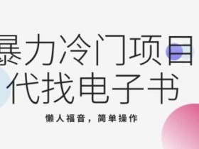 最新冷门项目,代找电子书,懒人福音简单上,手月入大几千
