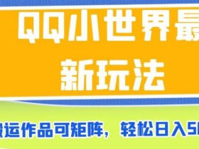 QQ小世界最新玩法,搬运作品可矩阵,轻松日入500+【揭秘】