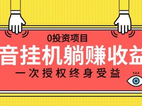 抖音全自动挂机,一次授权躺赚终身受益,单号收益10-500左右,0投资项目