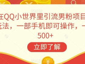 在QQ小世界里引流男粉项目新玩法,一部手机即可操作,一天500+【揭秘】