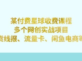 某付费星球课程:多个网创实战项目,撸货线报、流量卡、闲鱼电商等(文档非视频)
