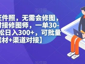 无脑操作证件照,无需会修图,轻松日入300+,可批量操作【含素材+渠道对接】