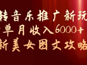 玩转音乐推广新玩法,0粉单月收入6000+,最新美女图文攻略【揭秘】