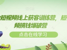 保险短视频线上获客训练营,短视频搞钱爆破营