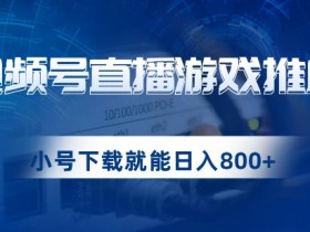 视频号游戏直播推广,用小号点进去下载就能日入800+的蓝海项目【揭秘】
