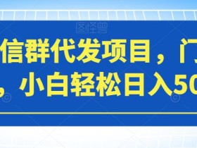 微信群代发项目,门槛低,小白轻松日入500+【揭秘】