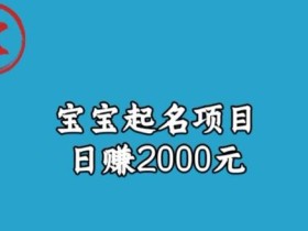 宝哥拆解宝宝起名项目,日赚2000+