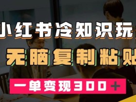 小红书冷知识玩法,无脑复制粘贴,一单变现300+