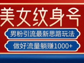 男粉引流最新思路玩法,美女纹身号,做好流量躺赚1000+【揭秘】