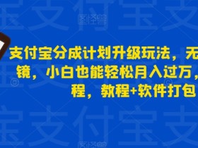 支付宝分成计划升级玩法,无需真人出镜,小白也能轻松月入过万,保姆教程,教程+软件打包