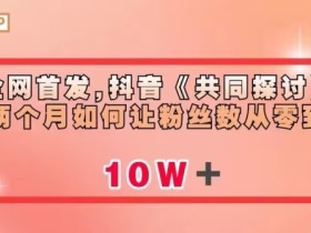 全网首发,抖音《共同探讨》两个月如何让粉丝数从零到10w【揭秘】