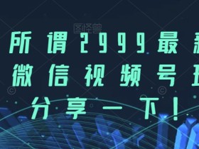 市面所谓2999最新教程,微信视频号玩法,分享一下【揭秘】