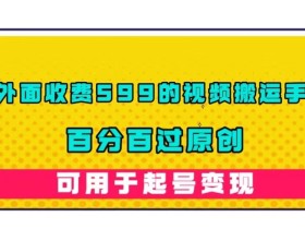外面收费599的视频搬运手法,百分百过原创,可用起号变现【揭秘】