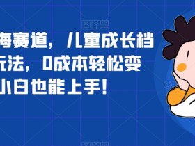 超冷门蓝海赛道,儿童成长档案全新玩法,0成本轻松变现,小白也能上手【揭秘】