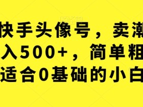 利用快手头像号,卖潮牌也能日入500+,简单粗暴,适合0基础的小白【揭秘】