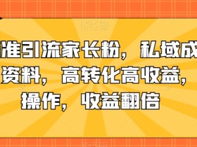 抖音精准引流家长粉,私域成交中学学习资料,高转化高收益,矩阵操作,收益翻倍【揭秘】
