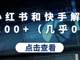 靠卖小红书和快手解封教程日入200+(几乎0成本)