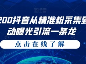 价值1200抖音从精准粉采集到全自动曝光引流一条龙【揭秘】