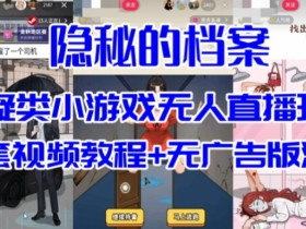 抖音爆火的悬疑解谜小游戏【隐秘的档案】无人直播玩法【含全套开播教程+无广告版游戏+工具软件】
