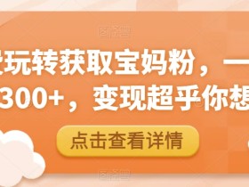 免费玩转获取宝妈粉,一天引流300+,变现超乎你想象