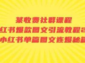 某收费社群课程:小红书爆款图文引流教程2.0+小红书单篇图文连爆秘籍