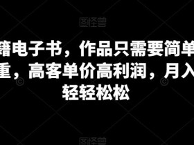 卖古籍电子书,作品只需要简单的图片去重,高客单价高利润,月入五位轻轻松松