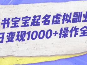 小红书宝宝起名虚拟副业项目单日变现1000+操作全流程