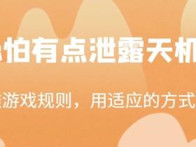 某公众号付费文章:研透游戏规则,用适应的方式赚钱,这几段话,恐怕有点泄露天机了!