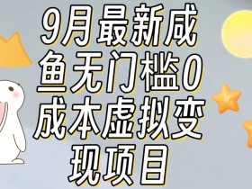 【9月最新】咸鱼无门槛零成本虚拟资源变现项目月入10000+