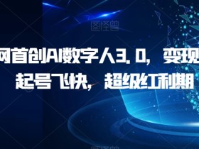 全网首创AI数字人3.0,变现强,起号飞快,超级红利期【揭秘】