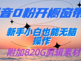 抖音0粉开橱窗带货,日入500+,新手小白也能无脑操作【附加820G剪辑资料】