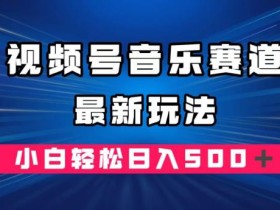 视频号音乐赛道最新玩法,小白轻松日入500+