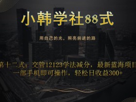 小韩学社88式第十二式:交管12123学法减分,最新蓝海项目,一部手机即可操作,轻松日收益300+