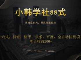 小韩学社88式第十六式:抖音,快手,头条,百度,全自动挂机项目,单日收益200+