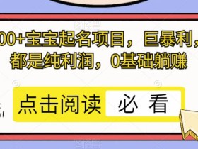 客单300+宝宝起名项目,巨暴利,每单都是纯利润,0基础躺赚