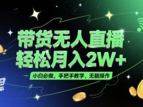 带货无人直播,轻松月入2W+,小白必做,手把手教学,无脑操作(附学习资料)