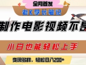 用AI制作电影不是梦,小白学会后轻松熟练上手,变现方式多样,日入2张+