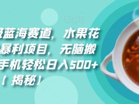 8月份超级蓝海赛道,水果花茶高客单暴利项目,无脑搬运,一部手机轻松日入500+【揭秘】