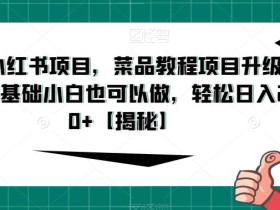 最新小红书项目,菜品教程项目升级玩法,0基础小白也可以做,轻松日入200+【揭秘】