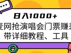 日入1000+,大麦网抢演唱会门票赚差价,带详细教程、工具
