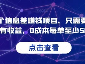 分享一个信息差赚钱项目,只需要是私信就有收益,0成本每单至少50+【揭秘】