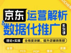 京东运营解析与数据化推广系列课,全维度讲解京东运营逻辑+数据化推广提升店铺销售额